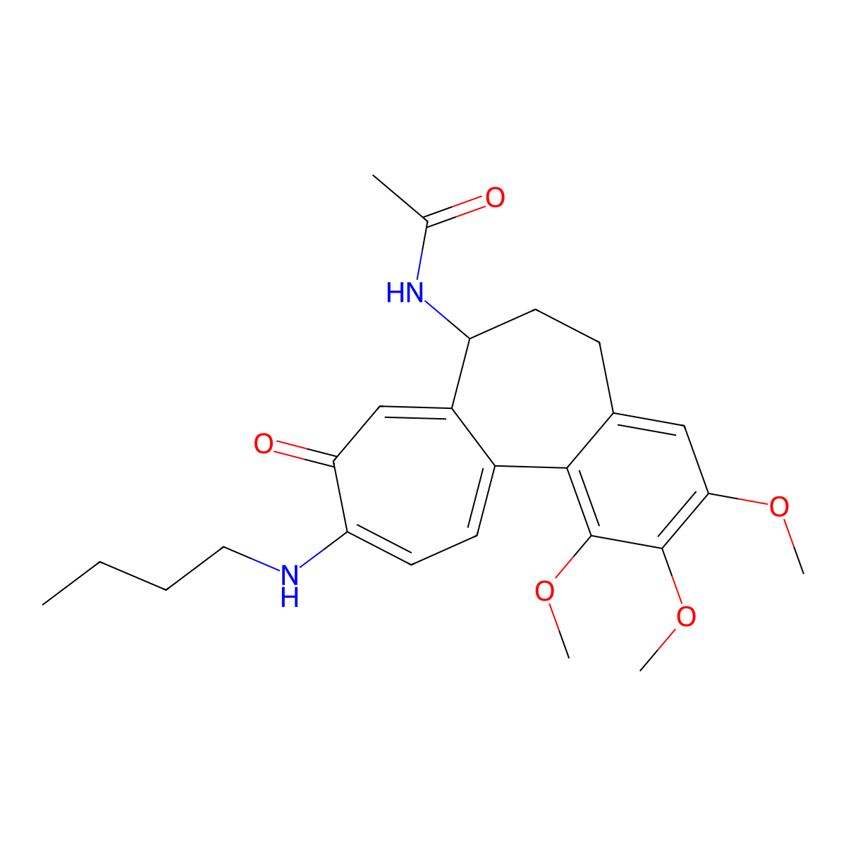 Acetamide, N-(10-(butylamino)-5,6,7,9-tetrahydro-1,2,3-trimethoxy-9-oxobenzo(a)heptalen-7-yl)-, (S)- molecular structure, CAS 84092-79-5