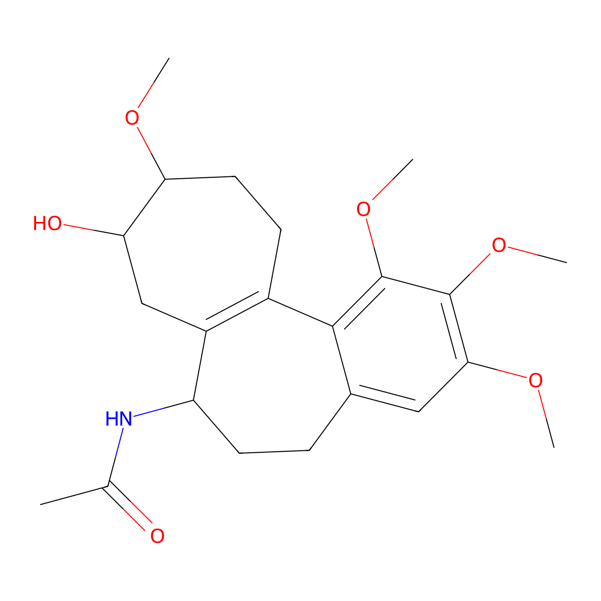 Acetamide, N-(5,6,7,8,9,10,11,12-octahydro-9-hydroxy-1,2,3,10-tetramethoxybenzo(a)heptalen-7-yl)- molecular structure, CAS 84092-81-9