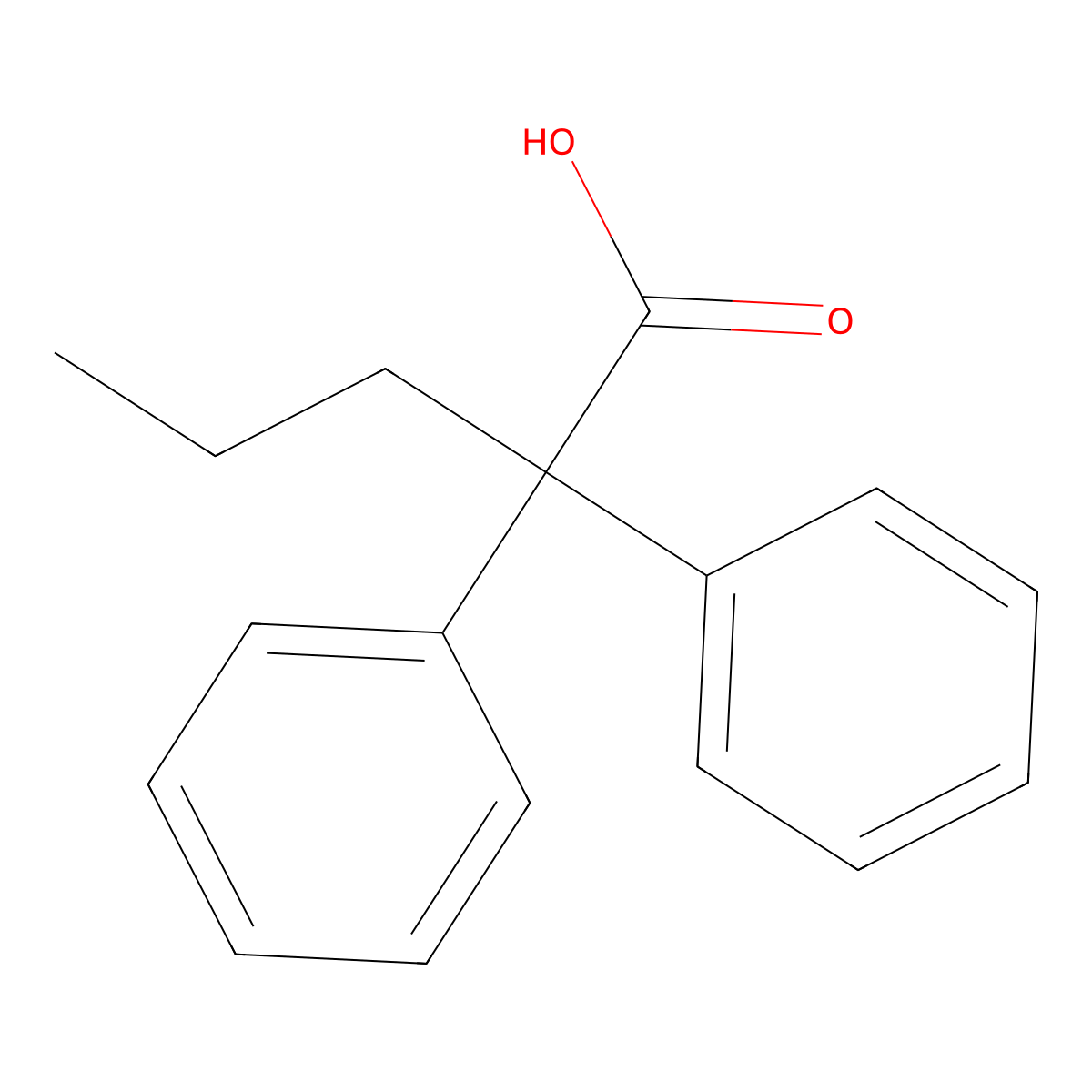 Benzeneacetic acid, alpha-phenyl-alpha-propyl- molecular structure, CAS 841-32-7