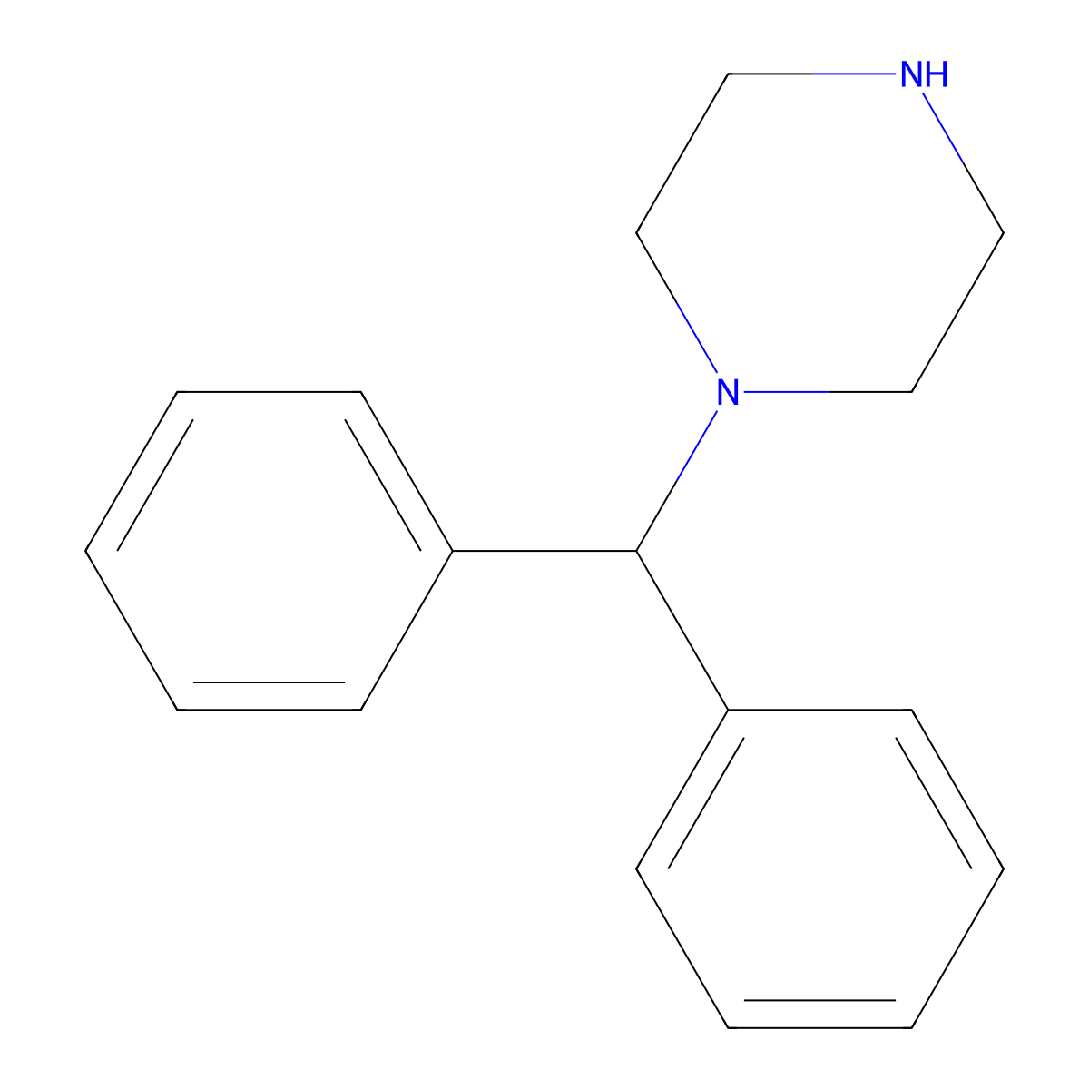 Benzhydrylpiperazine molecular structure, CAS 841-77-0