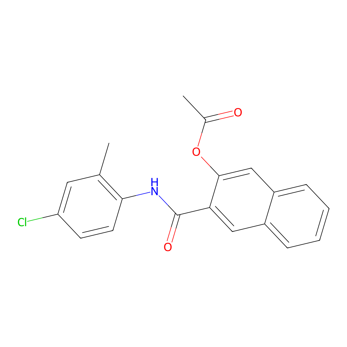 2-[N-(4-chloro-2-methylphenyl)carbamoyl]-3-naphthyl acetate molecular structure, CAS 84100-16-3