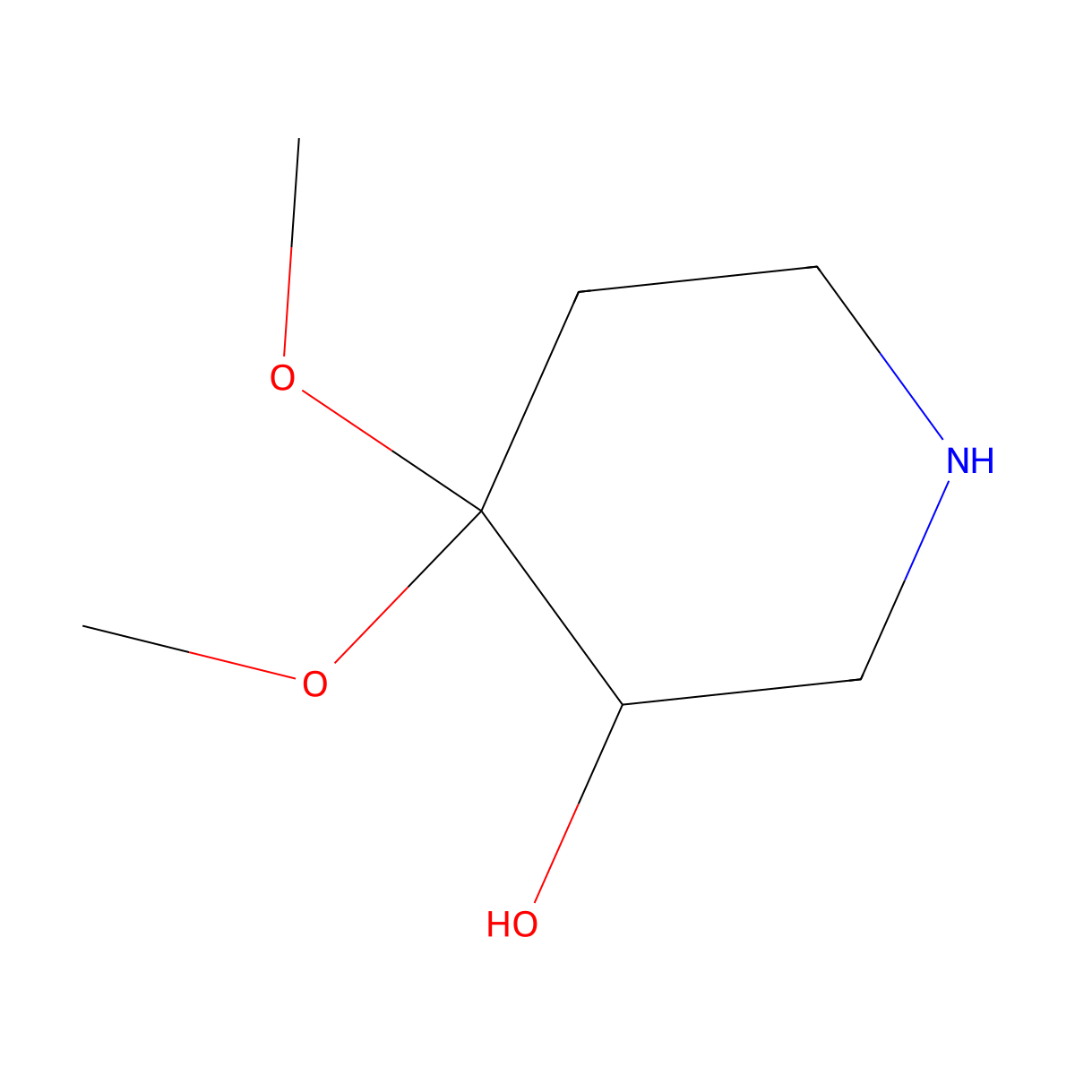 4,4-Dimethoxypiperidin-3-ol molecular structure, CAS 84100-50-5