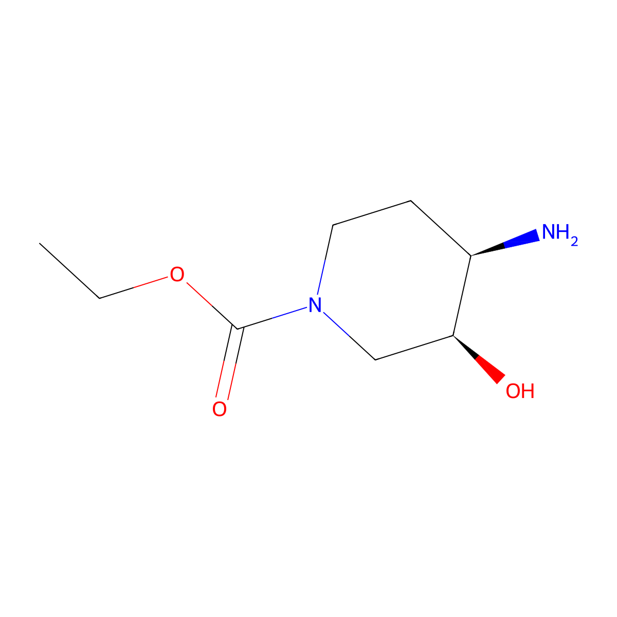 Ethyl cis-4-amino-3-hydroxypiperidine-1-carboxylate molecular structure, CAS 84100-53-8