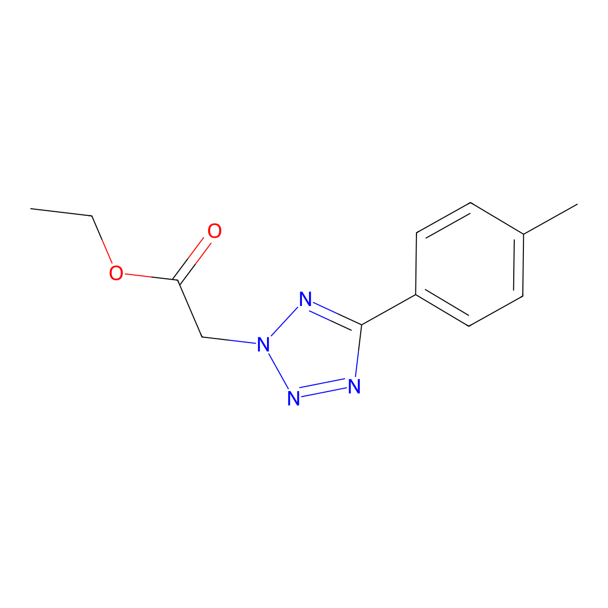Ethyl 2-[5-(4-methylphenyl)tetrazol-2-yl]acetate molecular structure, CAS 84113-76-8