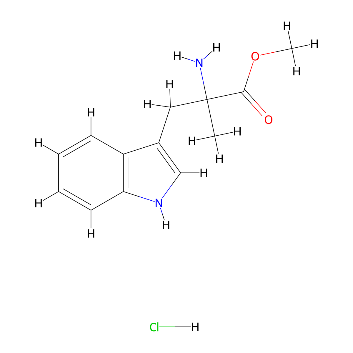 Methyl 2-amino-3-(1H-indol-3-yl)-2-methylpropanoate hydrochloride molecular structure, CAS 84120-83-2
