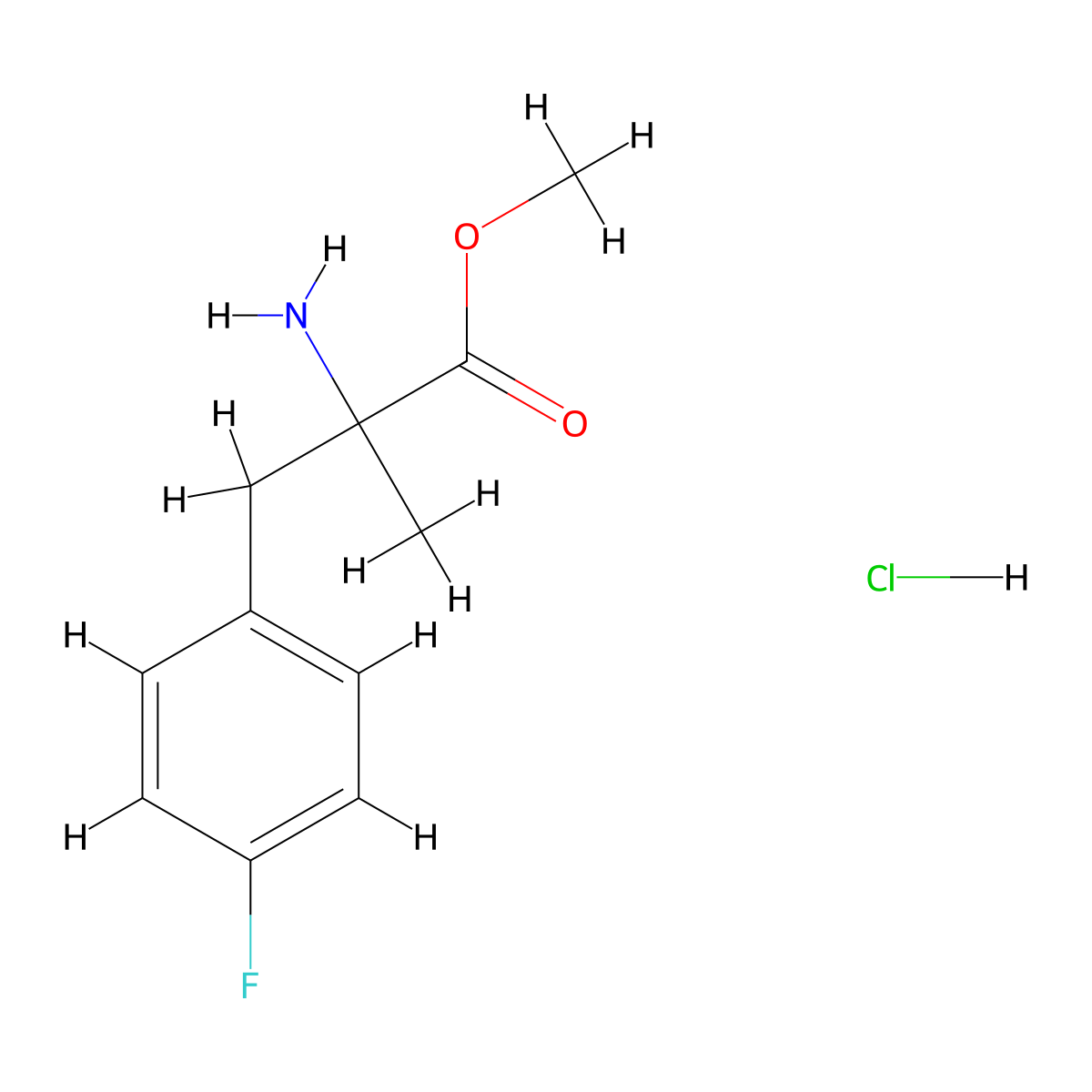 Methyl 2-amino-3-(4-fluorophenyl)-2-methylpropanoate hydrochloride molecular structure, CAS 84120-84-3