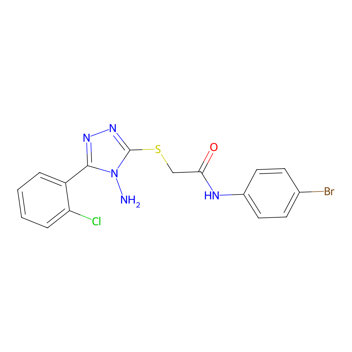 2-{[4-amino-5-(2-chlorophenyl)-4H-1,2,4-triazol-3-yl]sulfanyl}-N-(4-bromophenyl)acetamide molecular structure, CAS 841206-00-6