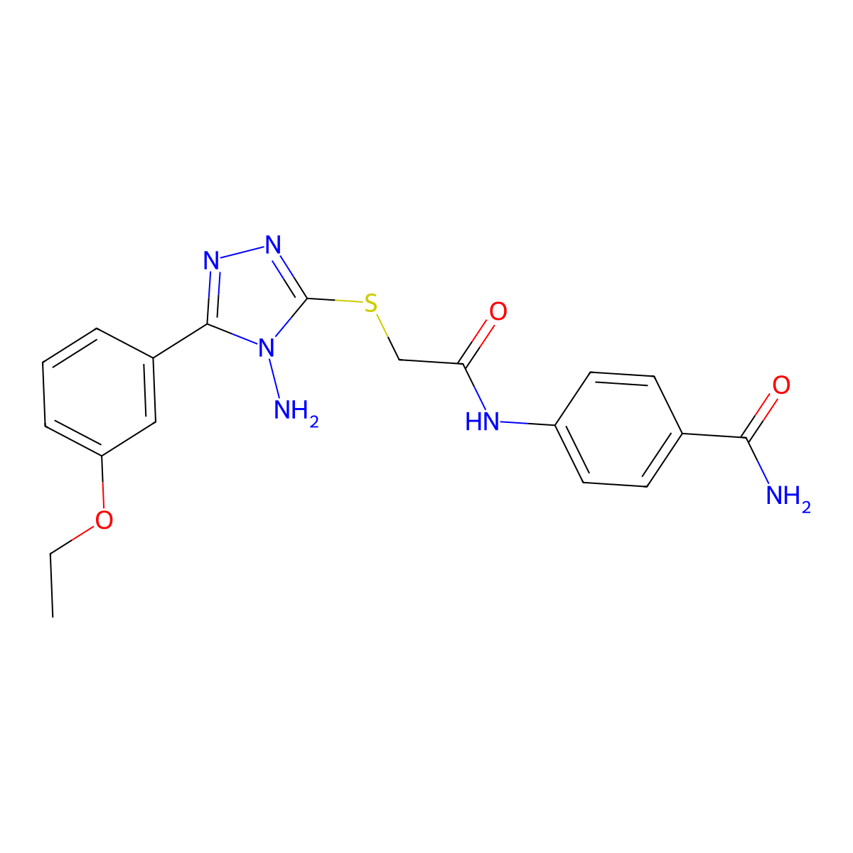 4-{2-[4-Amino-5-(3-ethoxyphenyl)-1,2,4-triazol-3-ylthio]acetylamino}benzamide molecular structure, CAS 841206-13-1