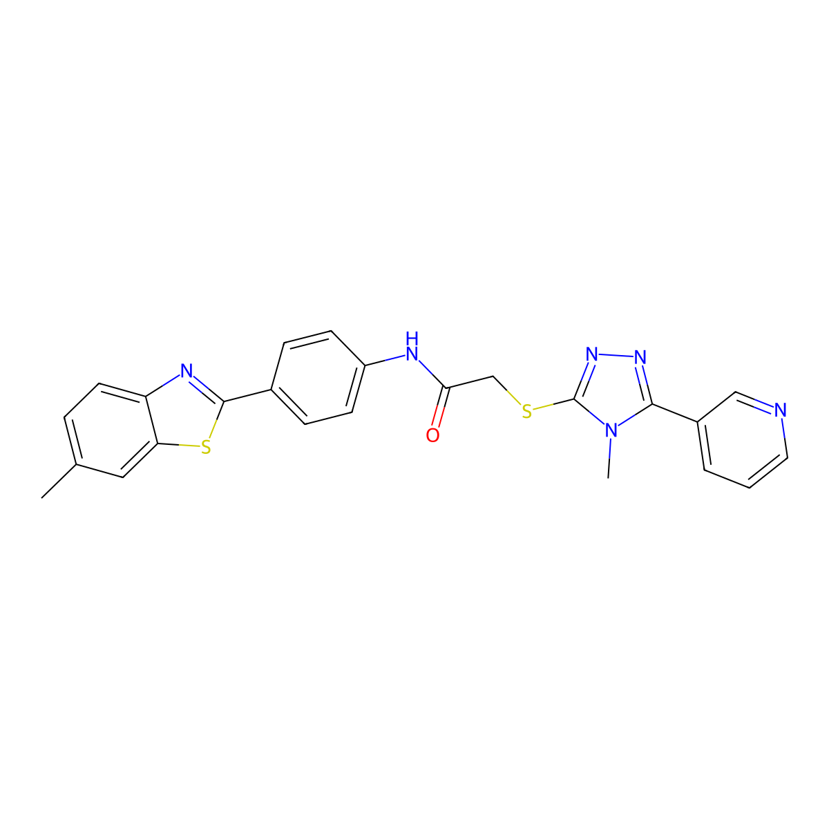 N-[4-(6-methyl-1,3-benzothiazol-2-yl)phenyl]-2-{[4-methyl-5-(pyridin-3-yl)-4H-1,2,4-triazol-3-yl]sulfanyl}acetamide molecular structure, CAS 841206-30-2