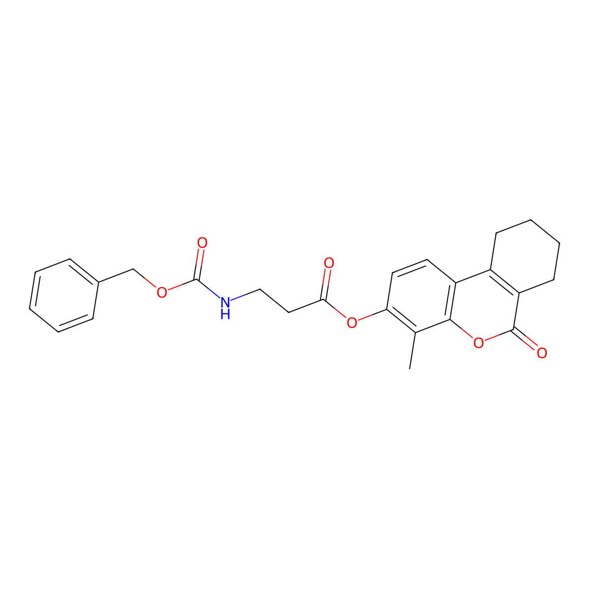 4-methyl-6-oxo-7,8,9,10-tetrahydro-6H-benzo[c]chromen-3-yl N-[(benzyloxy)carbonyl]-beta-alaninate molecular structure, CAS 841206-61-9