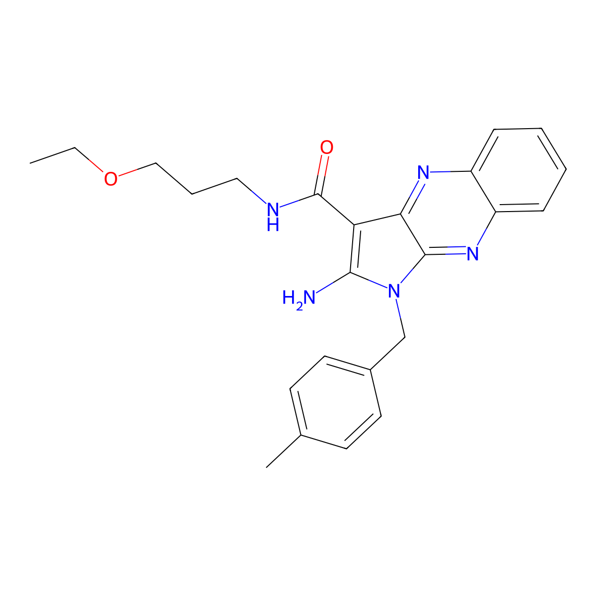 2-amino-N-(3-ethoxypropyl)-1-(4-methylbenzyl)-1H-pyrrolo[2,3-b]quinoxaline-3-carboxamide molecular structure, CAS 841206-82-4