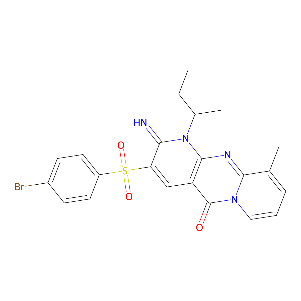 3-[(4-bromophenyl)sulfonyl]-1-(butan-2-yl)-2-imino-10-methyl-1,2-dihydro-5H-dipyrido[1,2-a:2',3'-d]pyrimidin-5-one molecular structure, CAS 841206-84-6