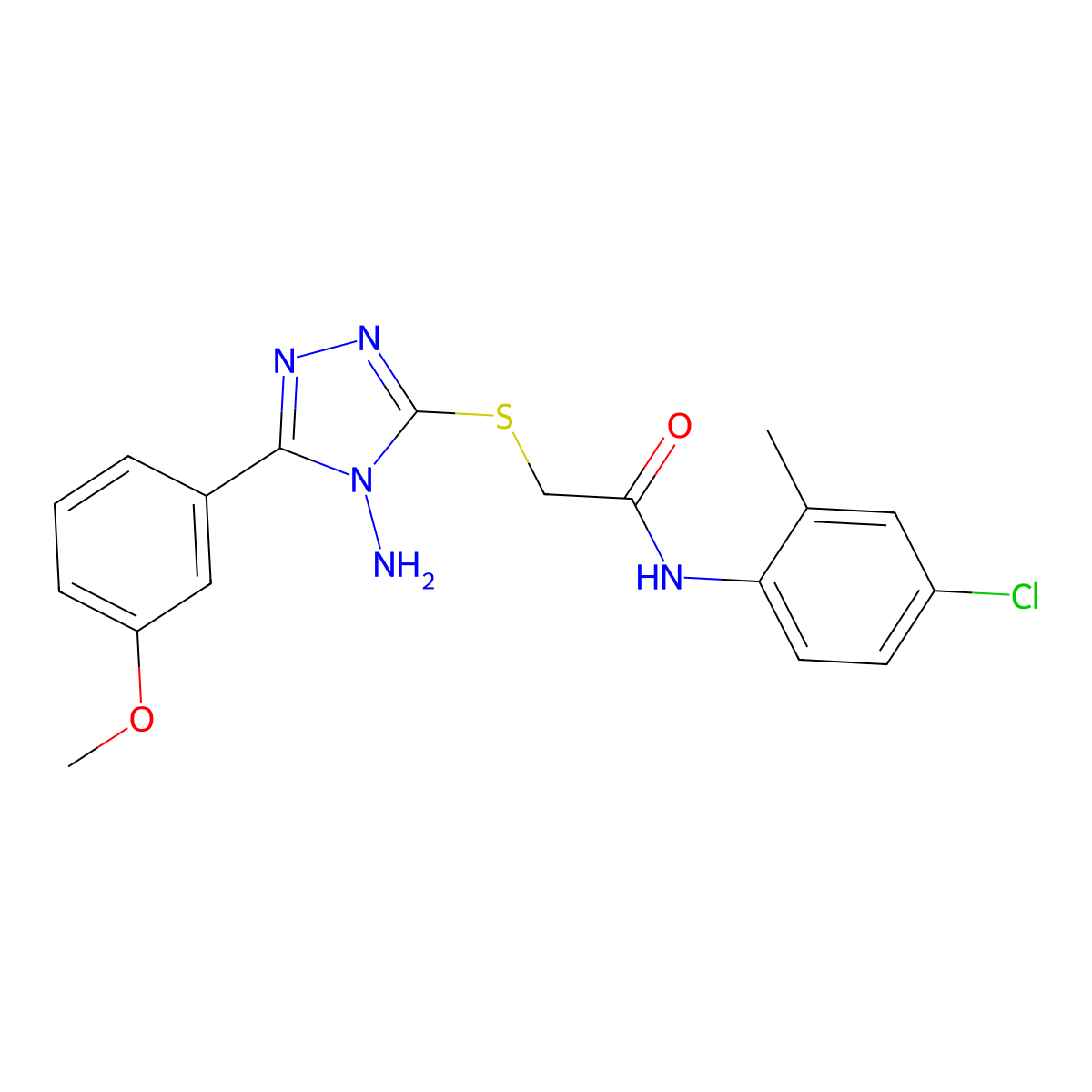 2-{[4-amino-5-(3-methoxyphenyl)-4H-1,2,4-triazol-3-yl]sulfanyl}-N-(4-chloro-2-methylphenyl)acetamide molecular structure, CAS 841206-94-8