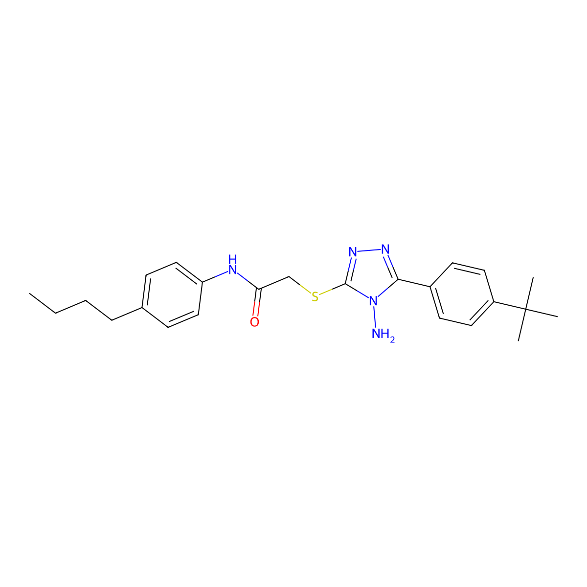 2-{[4-amino-5-(4-tert-butylphenyl)-4H-1,2,4-triazol-3-yl]sulfanyl}-N-(4-butylphenyl)acetamide molecular structure, CAS 841206-95-9