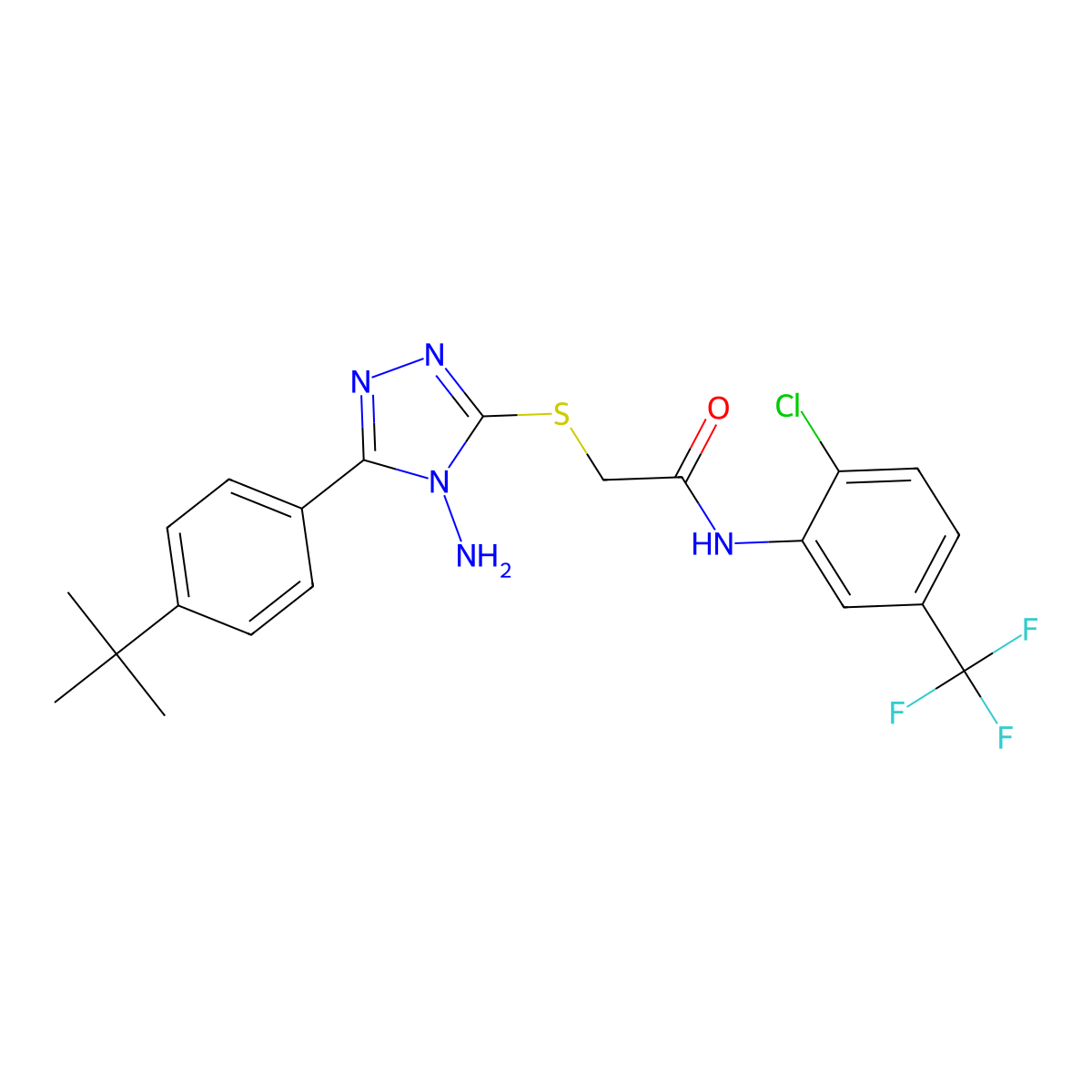 2-{[4-amino-5-(4-tert-butylphenyl)-4H-1,2,4-triazol-3-yl]sulfanyl}-N-[2-chloro-5-(trifluoromethyl)phenyl]acetamide molecular structure, CAS 841207-11-2