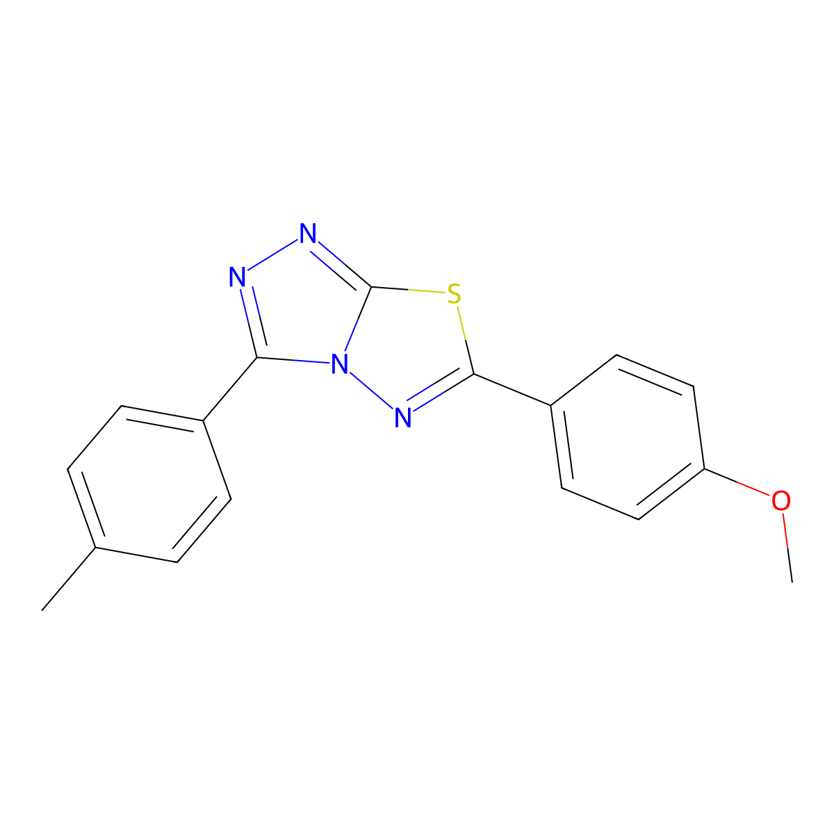 6-(4-Methoxyphenyl)-3-(4-methylphenyl)-[1,2,4]triazolo[3,4-b][1,3,4]thiadiazole molecular structure, CAS 841207-28-1