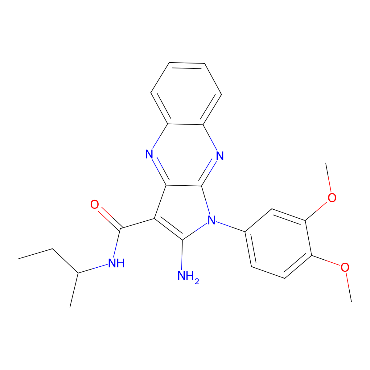 2-amino-N-(sec-butyl)-1-(3,4-dimethoxyphenyl)-1H-pyrrolo[2,3-b]quinoxaline-3-carboxamide molecular structure, CAS 841207-46-3