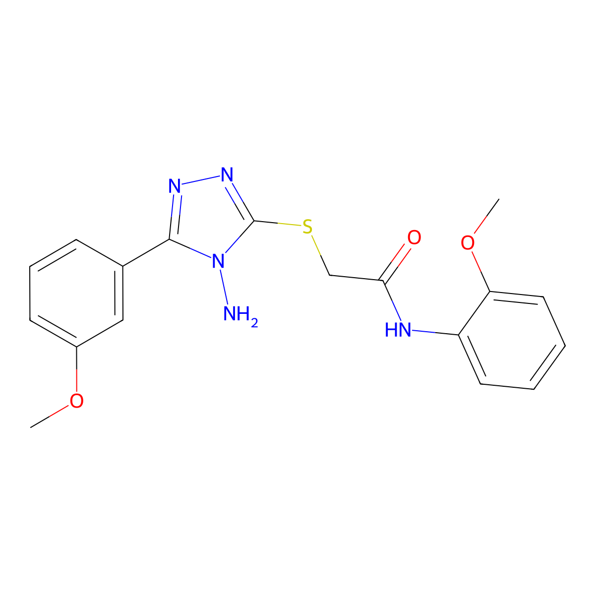 2-[4-amino-5-(3-methoxyphenyl)(1,2,4-triazol-3-ylthio)]-N-(2-methoxyphenyl)ace tamide molecular structure, CAS 841207-58-7