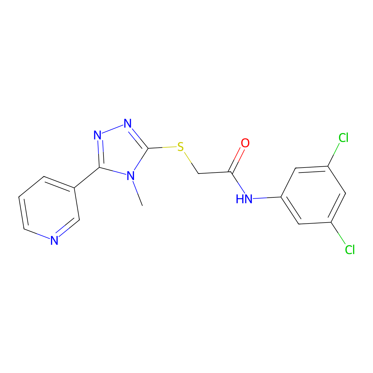N-(3,5-dichlorophenyl)-2-{[4-methyl-5-(pyridin-3-yl)-4H-1,2,4-triazol-3-yl]sulfanyl}acetamide molecular structure, CAS 841207-79-2
