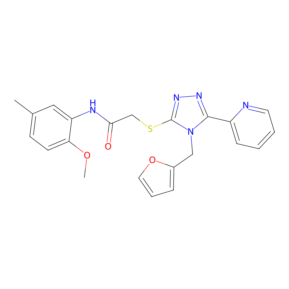 2-[[4-(furan-2-ylmethyl)-5-pyridin-2-yl-1,2,4-triazol-3-yl]sulfanyl]-N-(2-methoxy-5-methylphenyl)acetamide molecular structure, CAS 841207-89-4