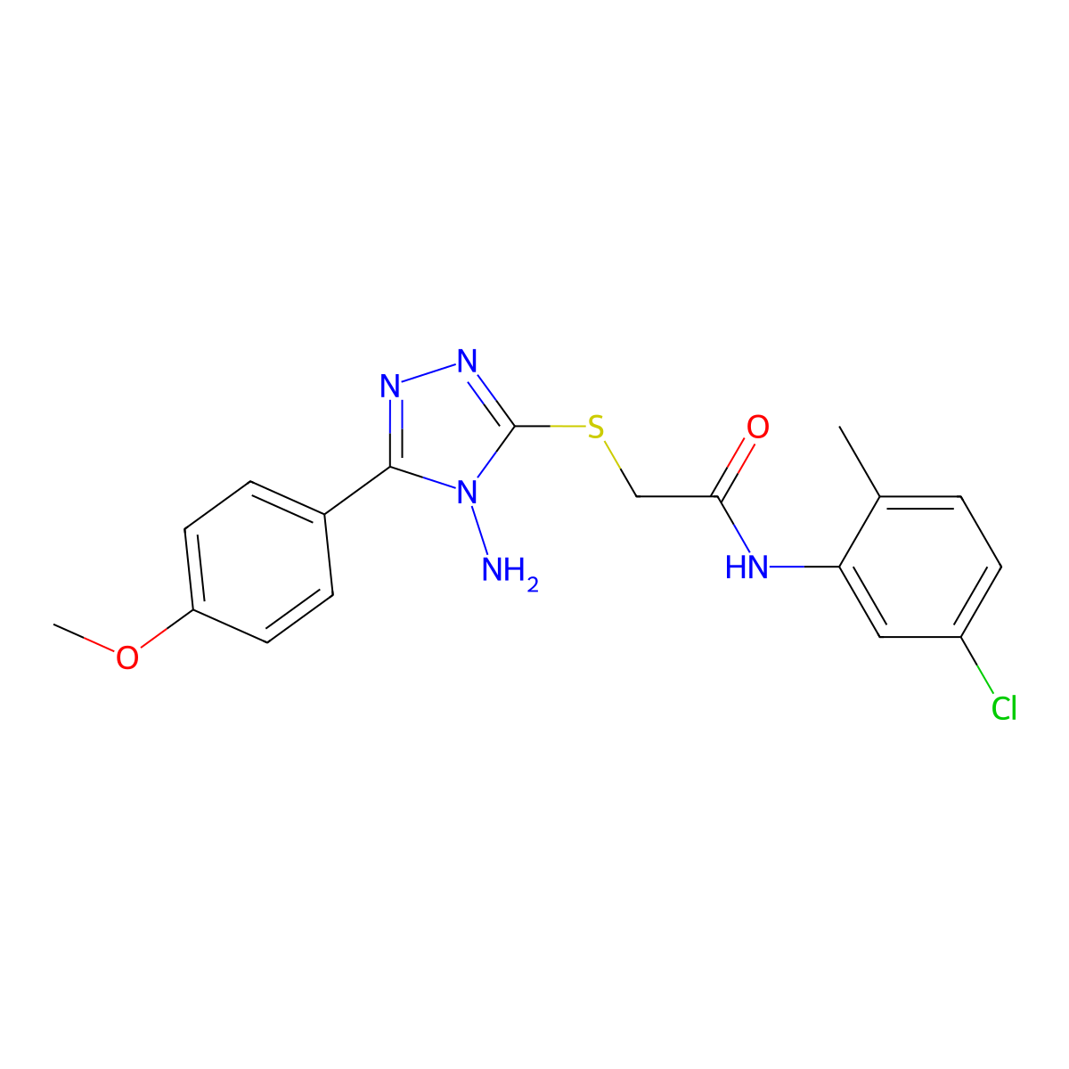 2-((4-amino-5-(4-methoxyphenyl)-4H-1,2,4-triazol-3-yl)thio)-N-(5-chloro-2-methylphenyl)acetamide molecular structure, CAS 841208-13-7