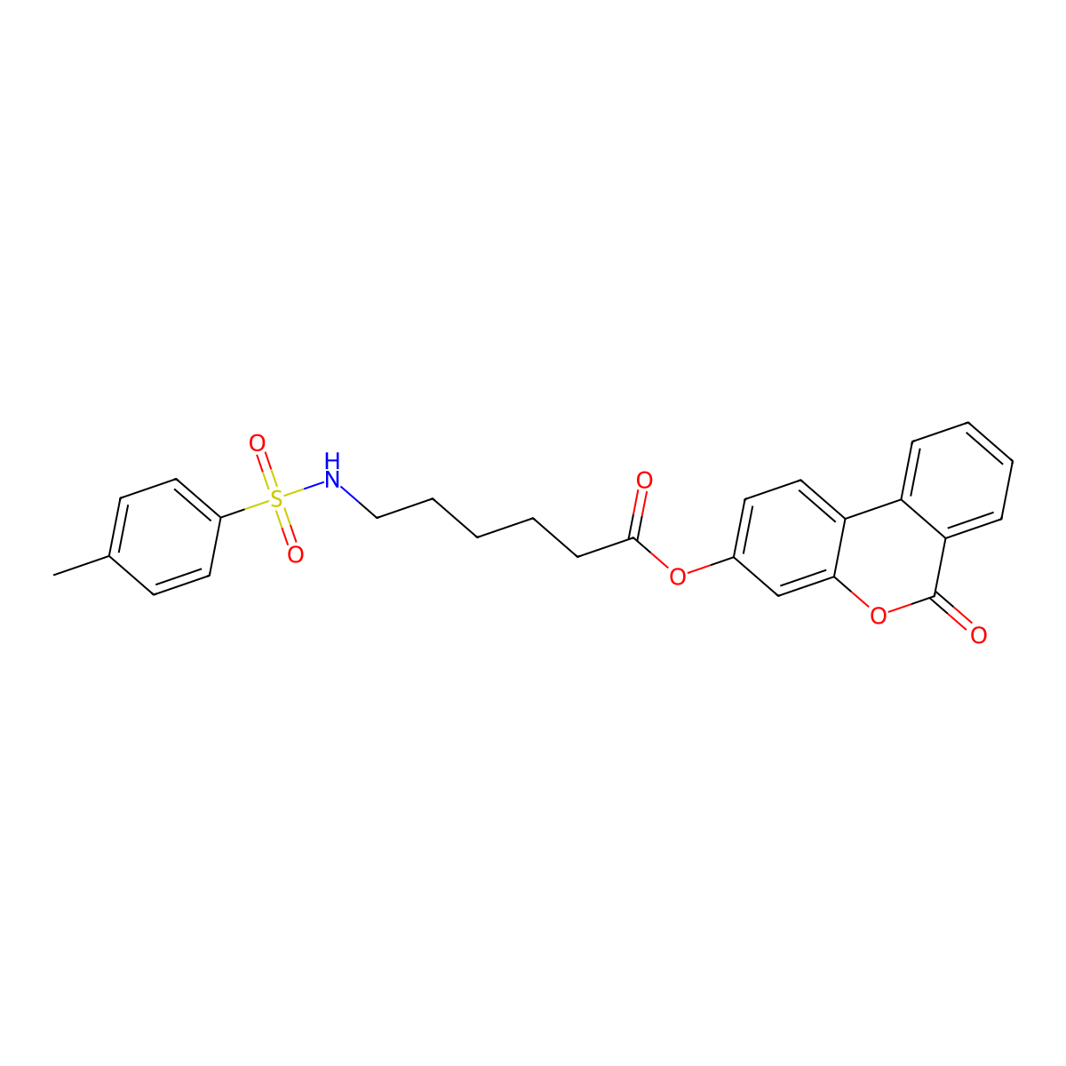 6-oxo-6H-benzo[c]chromen-3-yl 6-{[(4-methylphenyl)sulfonyl]amino}hexanoate molecular structure, CAS 841208-59-1