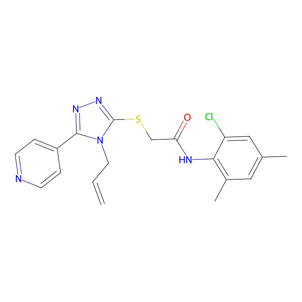 N-(2-chloro-4,6-dimethylphenyl)-2-{[4-(prop-2-en-1-yl)-5-(pyridin-4-yl)-4H-1,2,4-triazol-3-yl]sulfanyl}acetamide molecular structure, CAS 841208-72-8