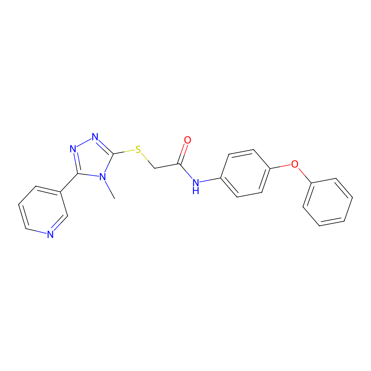 2-{[4-methyl-5-(pyridin-3-yl)-4H-1,2,4-triazol-3-yl]sulfanyl}-N-(4-phenoxyphenyl)acetamide molecular structure, CAS 841208-85-3