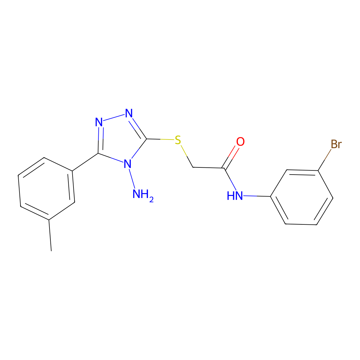 2-[4-amino-5-(3-methylphenyl)(1,2,4-triazol-3-ylthio)]-N-(3-bromophenyl)acetam ide molecular structure, CAS 841208-97-7
