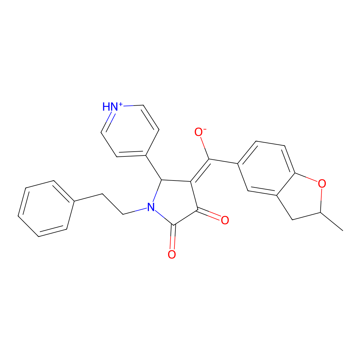 3-hydroxy-4-(2-methyl-2,3-dihydro-1-benzofuran-5-carbonyl)-1-(2-phenylethyl)-5-(pyridin-4-yl)-2,5-dihydro-1H-pyrrol-2-one molecular structure, CAS 841208-98-8