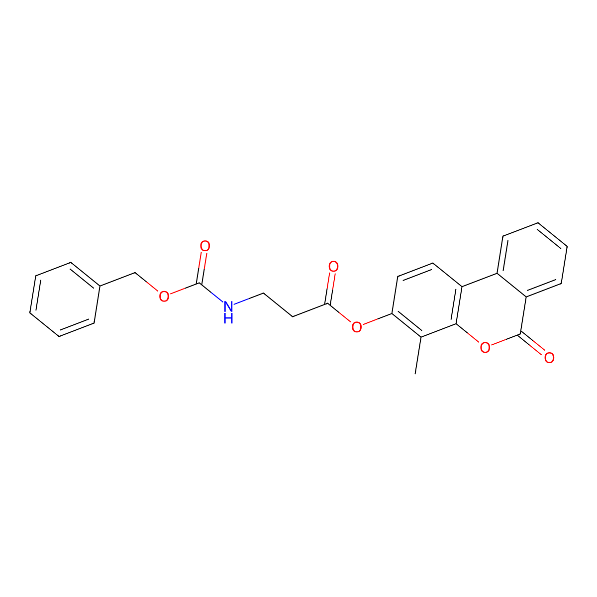 4-methyl-6-oxo-6H-benzo[c]chromen-3-yl N-[(benzyloxy)carbonyl]-beta-alaninate molecular structure, CAS 841209-07-2