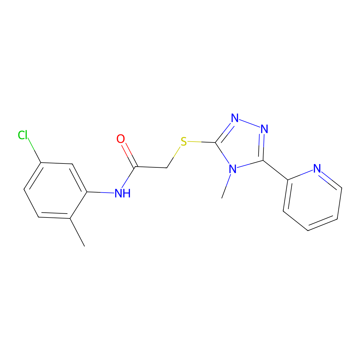 N-(5-chloro-2-methylphenyl)-2-{[4-methyl-5-(pyridin-2-yl)-4H-1,2,4-triazol-3-yl]sulfanyl}acetamide molecular structure, CAS 841209-20-9
