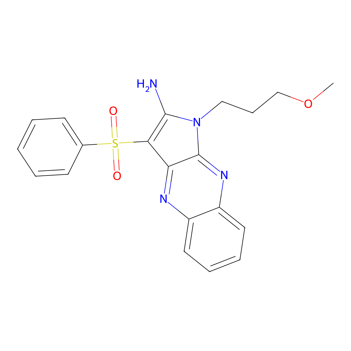 1-(3-methoxypropyl)-3-(phenylsulfonyl)-1H-pyrrolo[2,3-b]quinoxalin-2-amine molecular structure, CAS 841209-36-7