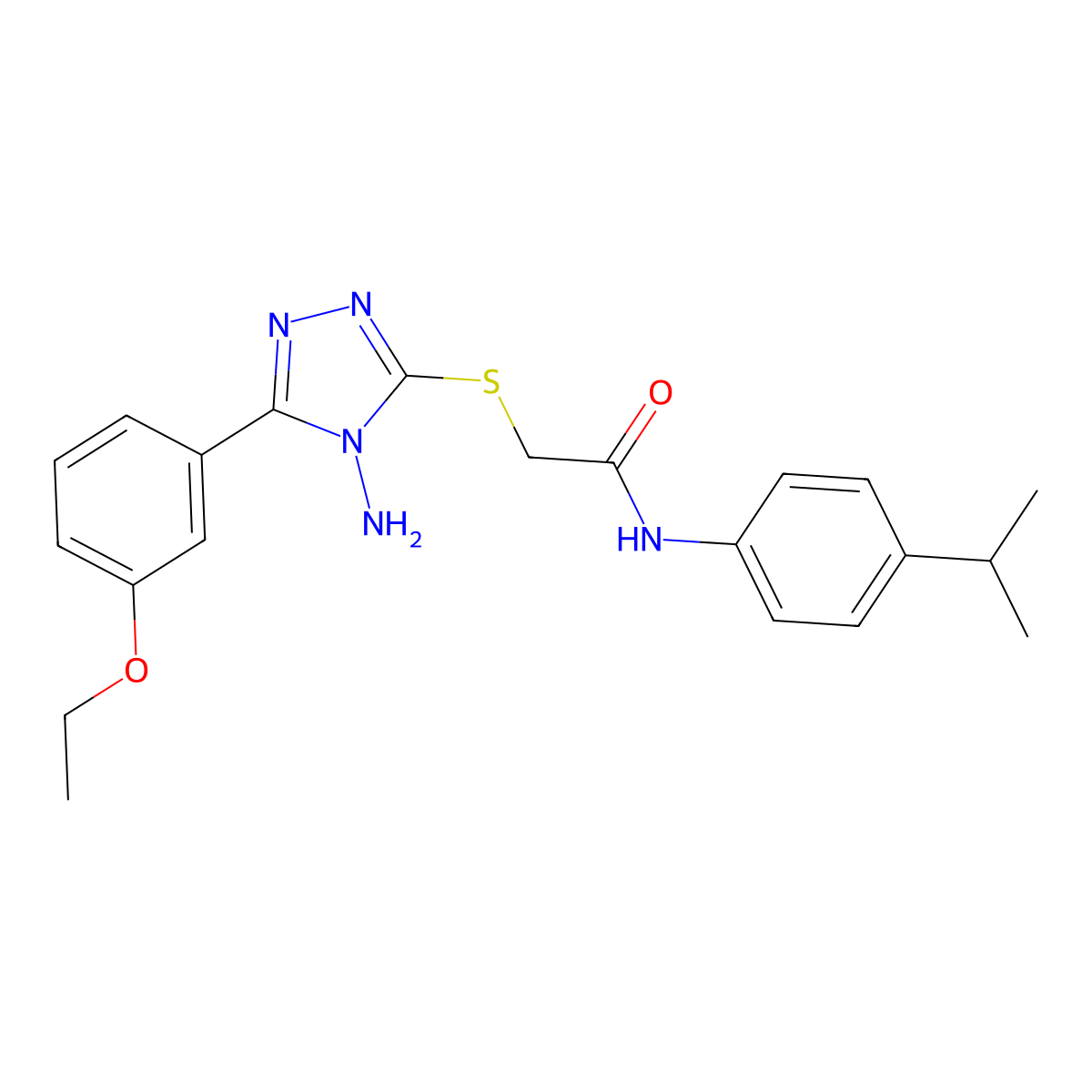 2-[4-amino-5-(3-ethoxyphenyl)(1,2,4-triazol-3-ylthio)]-N-[4-(methylethyl)pheny l]acetamide molecular structure, CAS 841209-49-2