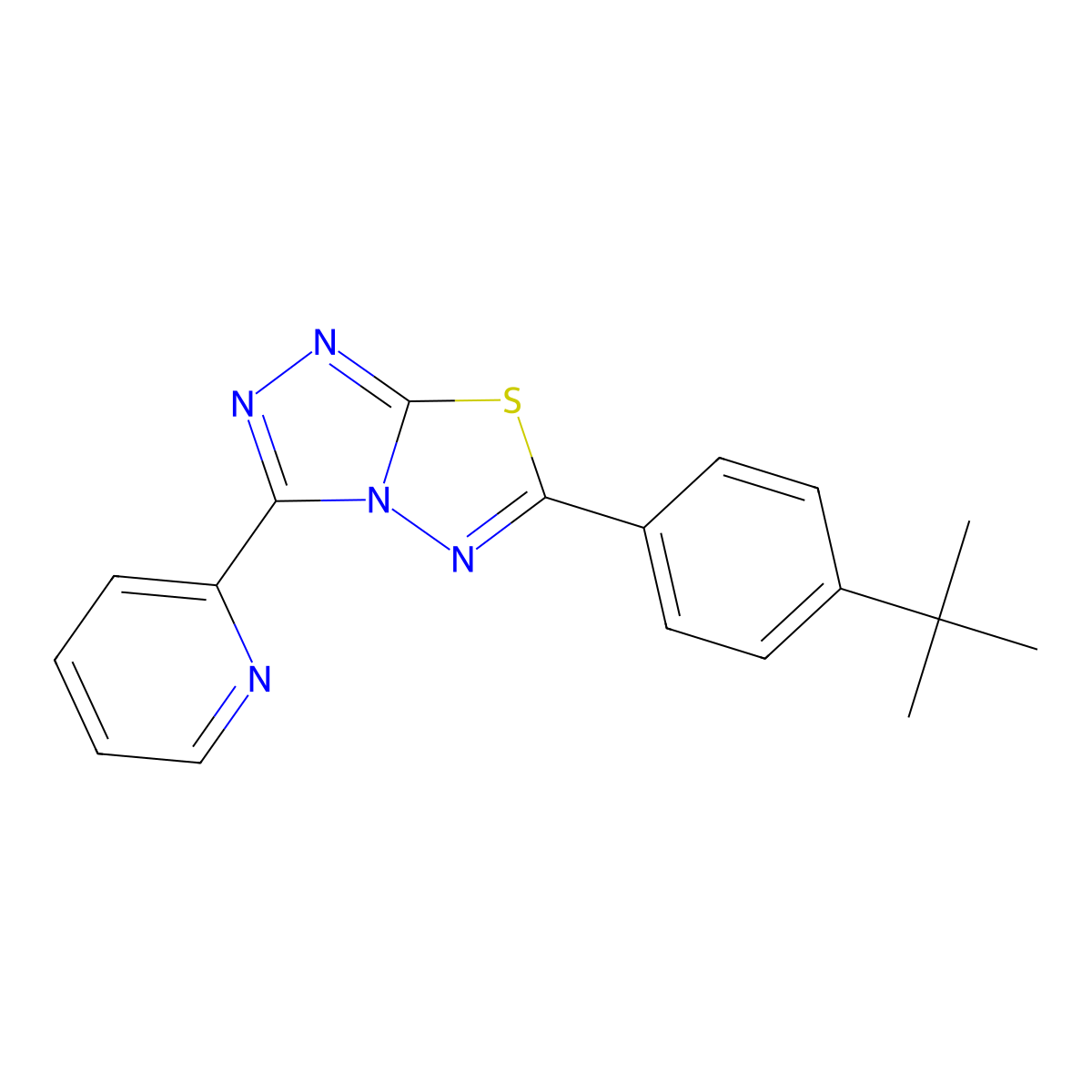 6-(4-Tert-butylphenyl)-3-(2-pyridinyl)[1,2,4]triazolo[3,4-b][1,3,4]thiadiazole molecular structure, CAS 841209-67-4