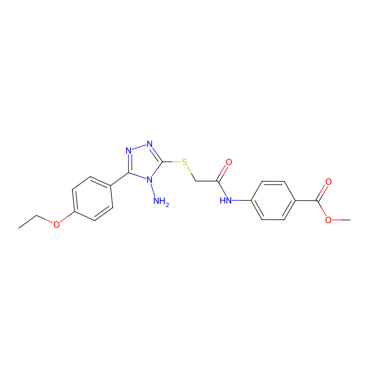methyl 4-[({[4-amino-5-(4-ethoxyphenyl)-4H-1,2,4-triazol-3-yl]sulfanyl}acetyl)amino]benzoate molecular structure, CAS 841209-73-2