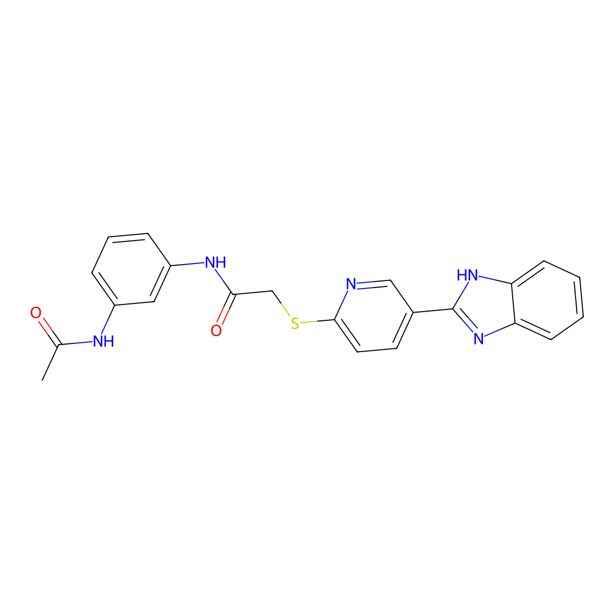 N-(3-acetamidophenyl)-2-[5-(1H-benzimidazol-2-yl)pyridin-2-yl]sulfanylacetamide molecular structure, CAS 841210-82-0
