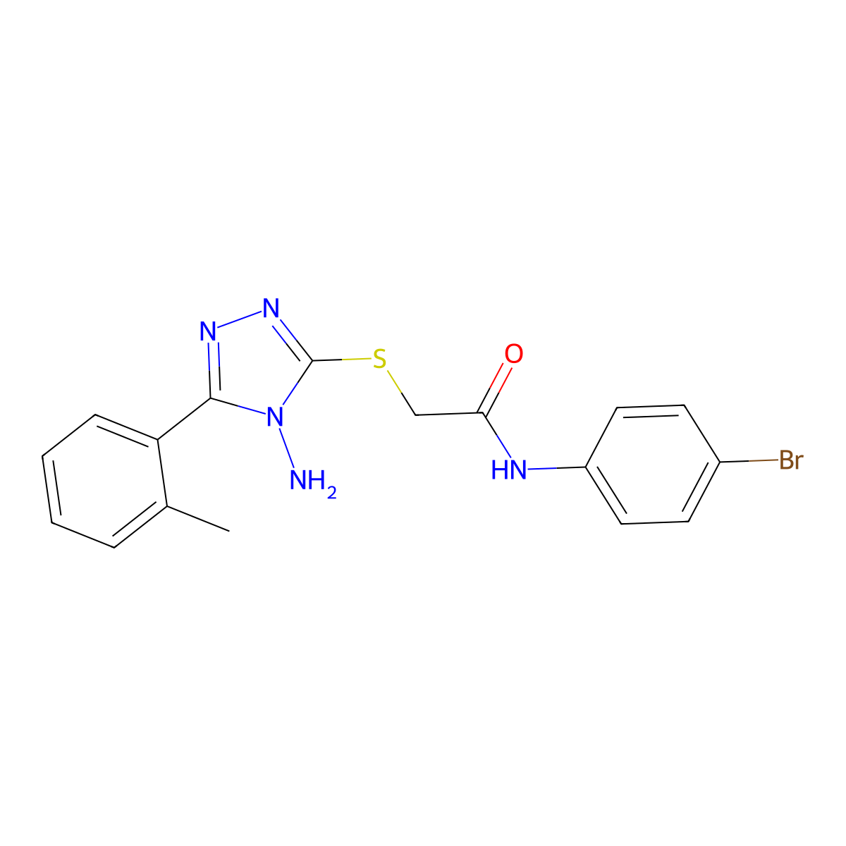 2-{[4-amino-5-(2-methylphenyl)-4H-1,2,4-triazol-3-yl]sulfanyl}-N-(4-bromophenyl)acetamide molecular structure, CAS 841210-98-8