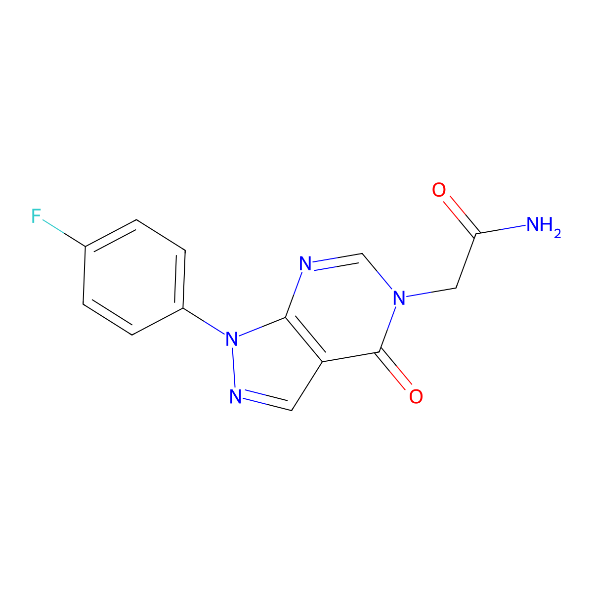 2-(1-(4-fluorophenyl)-4-oxo-1H-pyrazolo[3,4-d]pyrimidin-5(4H)-yl)acetamide molecular structure, CAS 841211-23-2