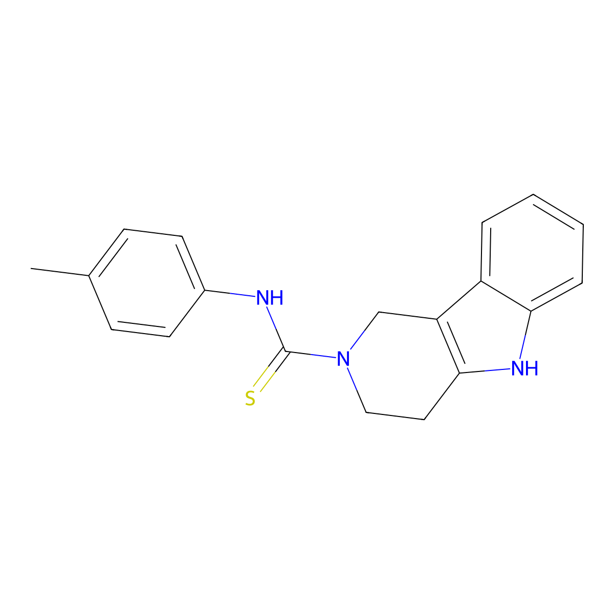 N-(4-methylphenyl)-1,3,4,5-tetrahydropyrido[4,3-b]indole-2-carbothioamide molecular structure, CAS 841211-31-2