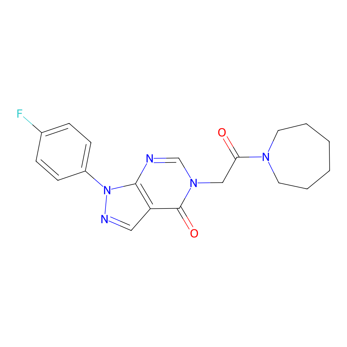 5-(2-(azepan-1-yl)-2-oxoethyl)-1-(4-fluorophenyl)-1H-pyrazolo[3,4-d]pyrimidin-4(5H)-one molecular structure, CAS 841211-36-7
