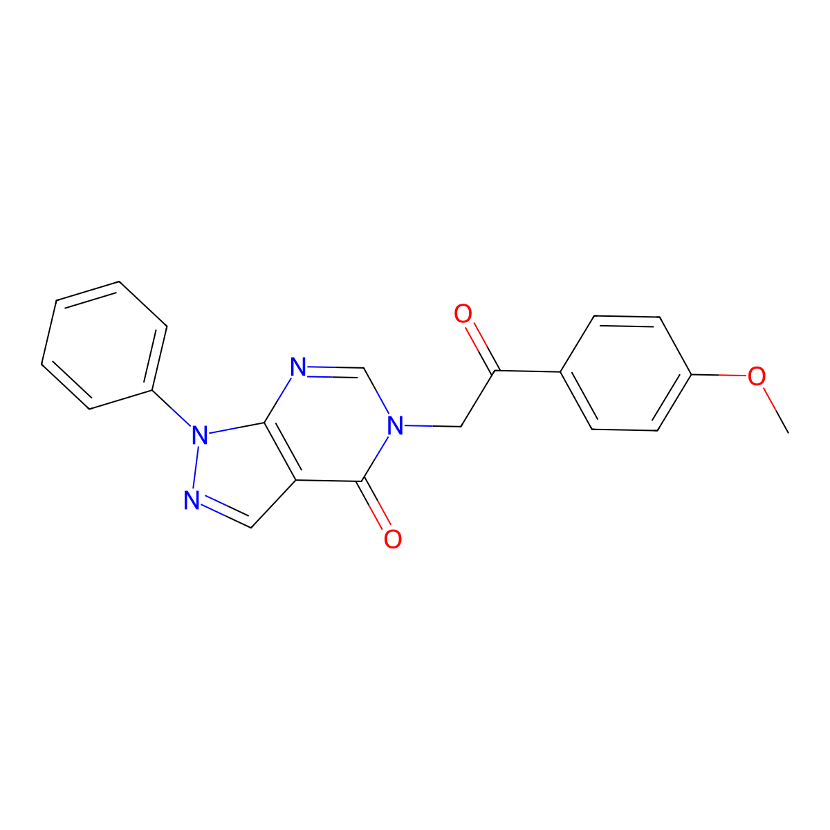 5-(2-(4-methoxyphenyl)-2-oxoethyl)-1-phenyl-1H-pyrazolo[3,4-d]pyrimidin-4(5H)-one molecular structure, CAS 841211-61-8