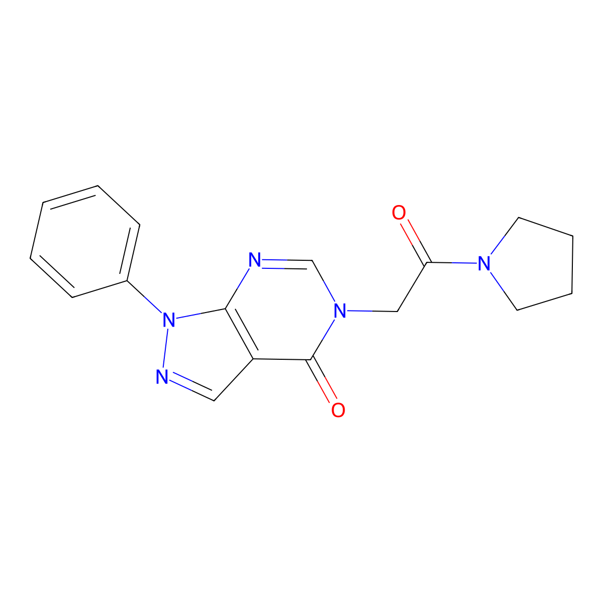 5-(2-oxo-2-(pyrrolidin-1-yl)ethyl)-1-phenyl-1H-pyrazolo[3,4-d]pyrimidin-4(5H)-one molecular structure, CAS 841211-63-0