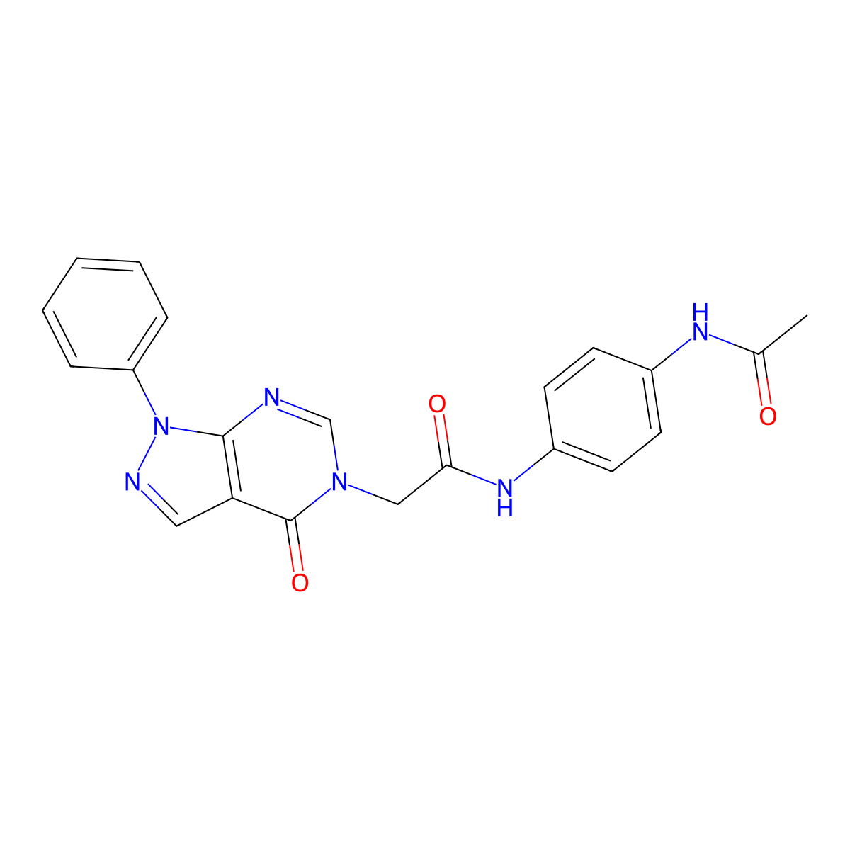 N-(4-acetamidophenyl)-2-(4-oxo-1-phenylpyrazolo[3,4-d]pyrimidin-5-yl)acetamide molecular structure, CAS 841211-69-6
