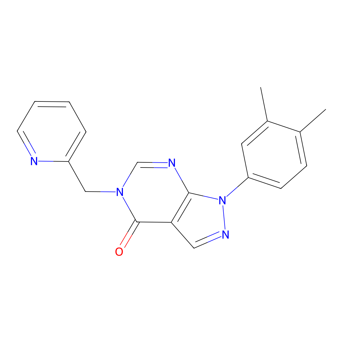 1-(3,4-Dimethylphenyl)-5-(pyridin-2-ylmethyl)pyrazolo[3,4-d]pyrimidin-4-one molecular structure, CAS 841211-81-2