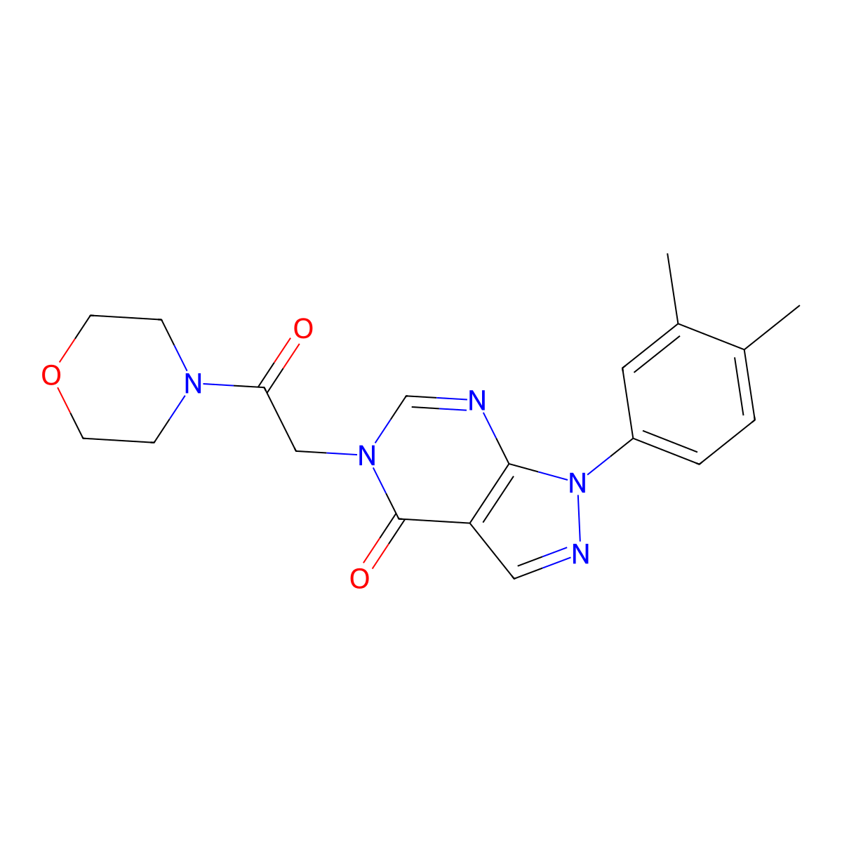 1-(3,4-Dimethylphenyl)-5-(2-morpholin-4-yl-2-oxoethyl)pyrazolo[3,4-d]pyrimidin-4-one molecular structure, CAS 841211-82-3