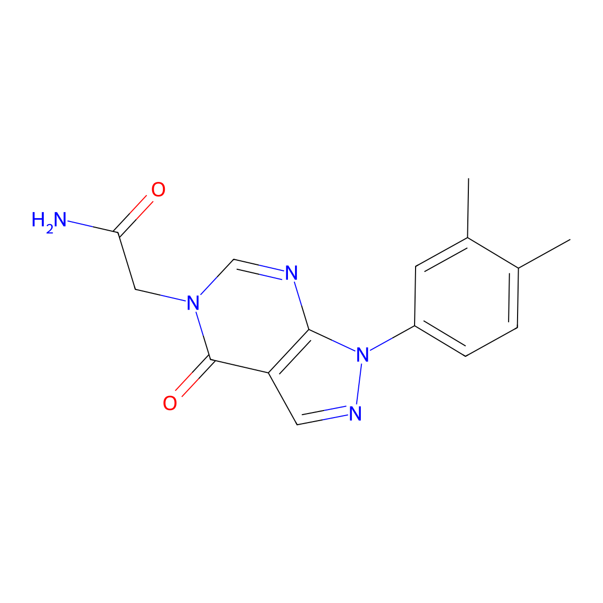 2-[1-(3,4-Dimethylphenyl)-4-oxopyrazolo[3,4-d]pyrimidin-5-yl]acetamide molecular structure, CAS 841211-83-4