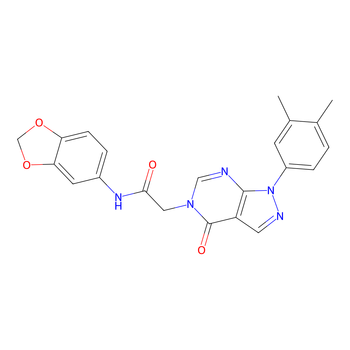 N-(benzo[d][1,3]dioxol-5-yl)-2-(1-(3,4-dimethylphenyl)-4-oxo-1H-pyrazolo[3,4-d]pyrimidin-5(4H)-yl)acetamide molecular structure, CAS 841211-87-8