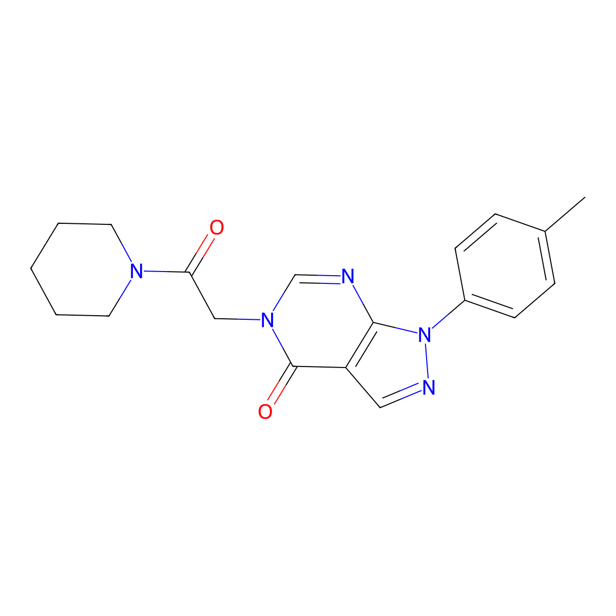 1-(4-Methylphenyl)-5-(2-oxo-2-piperidin-1-ylethyl)pyrazolo[3,4-d]pyrimidin-4-one molecular structure, CAS 841212-02-0