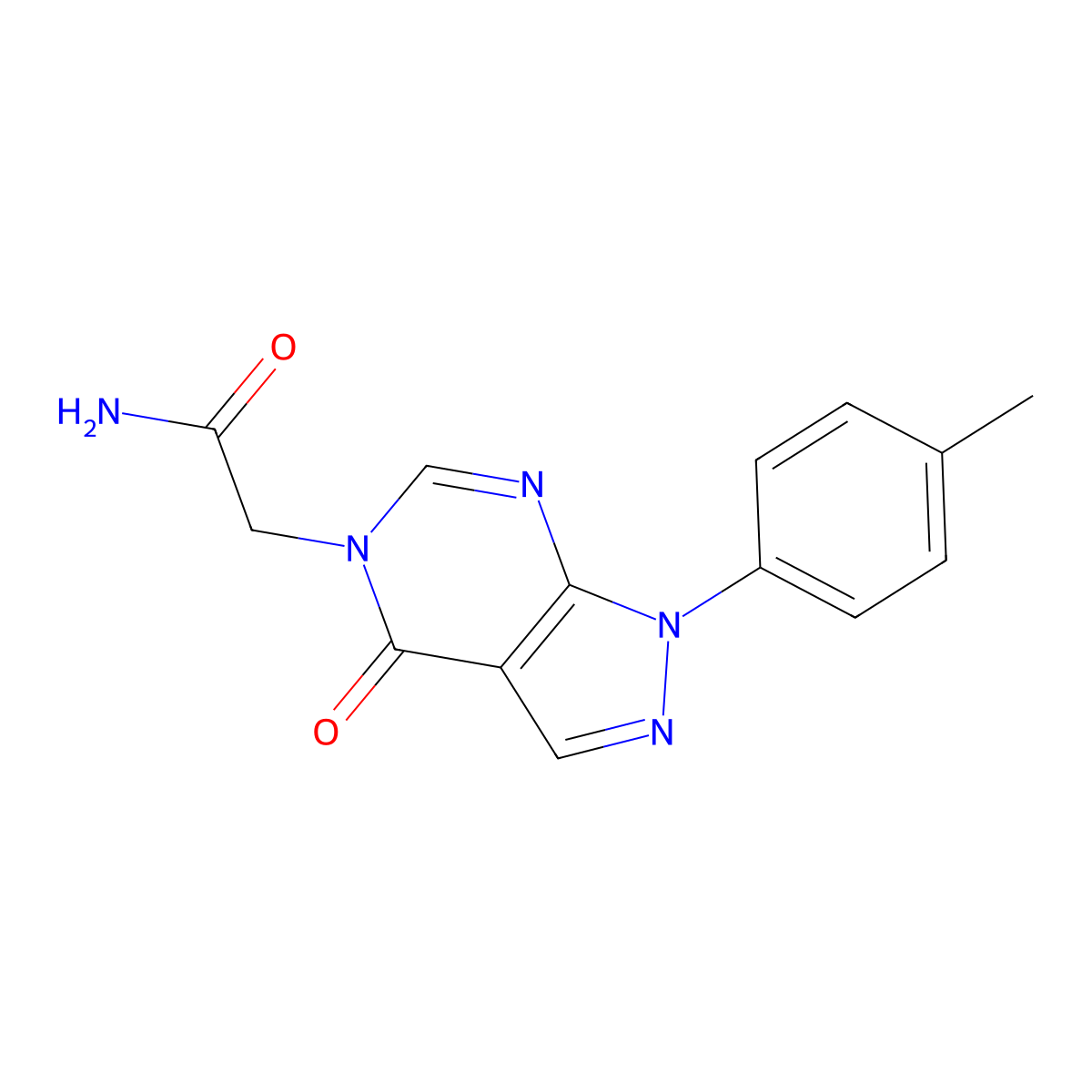 2-[1-(4-Methylphenyl)-4-oxopyrazolo[3,4-d]pyrimidin-5-yl]acetamide molecular structure, CAS 841212-04-2